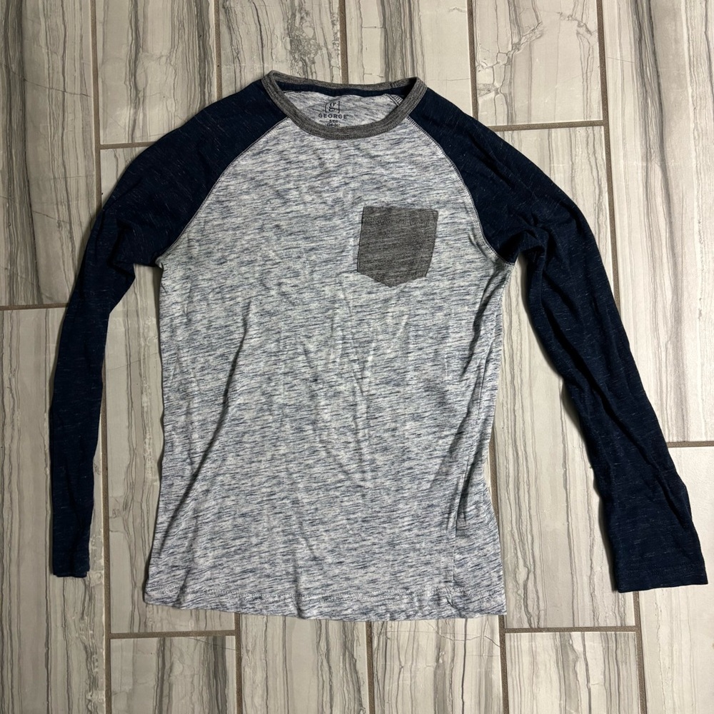 George Men's Long Sleeve Shirt in Heather Gray and Navy
